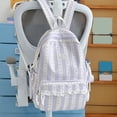 thumbnail image 4 of Bow Print School Backpack, Lace Trim Backpack with Side Pockets, Heavy Duty Computer Bag for Travel College Work, Purple, 4 of 4