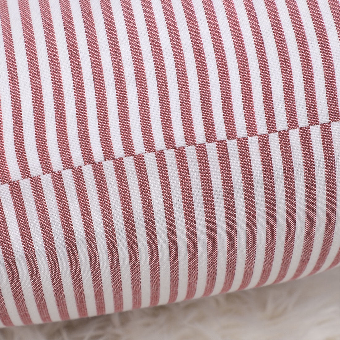 Unique Bargains Woven Stripe Decorative Throw Pillow Cover Red and White 12" x 20"