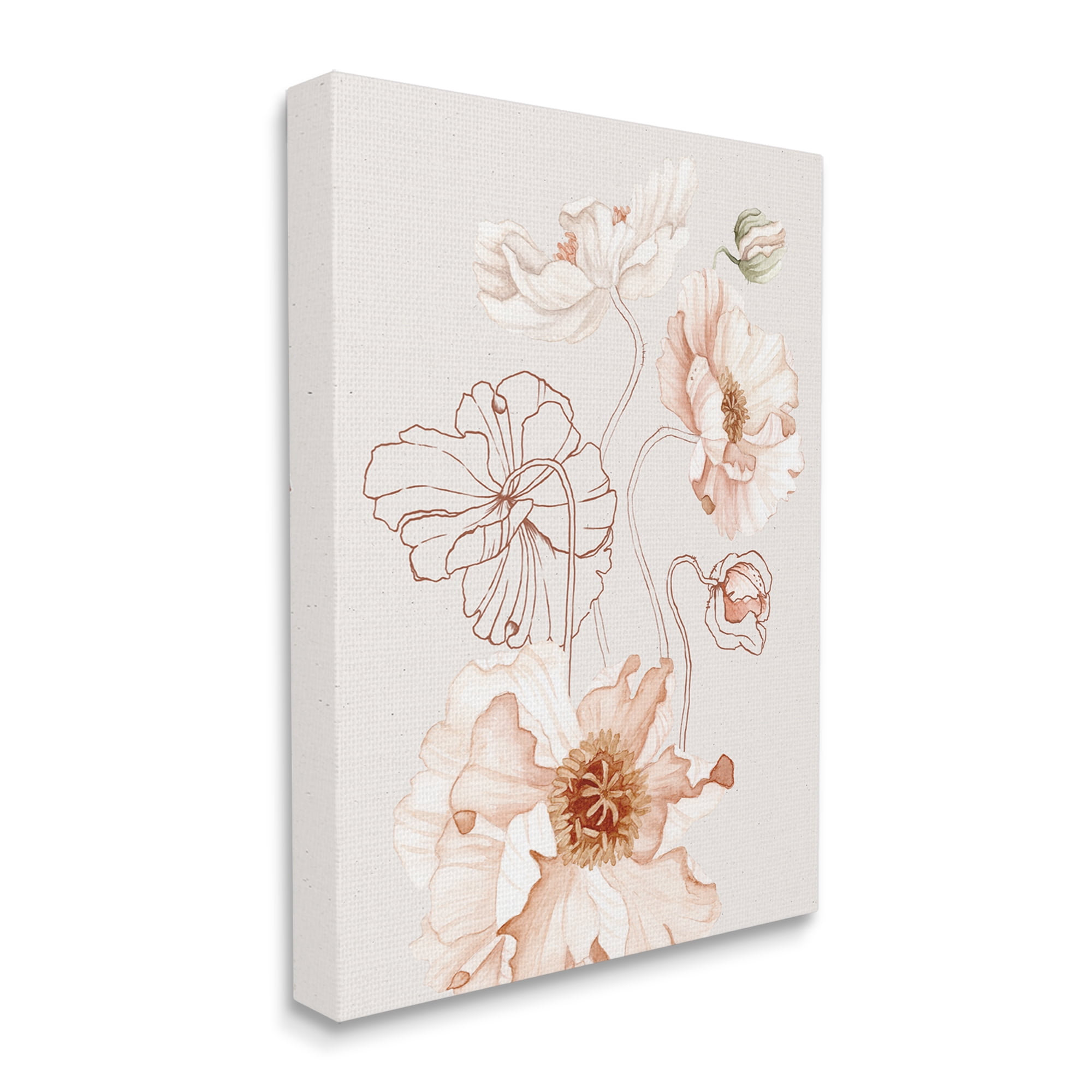 Stupell Industries Pink Floral Blossom Outline Petals Modern Design Canvas Wall Art, 36 x 48, Design by Ros Ruseva