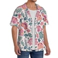 thumbnail image 2 of KLL Flower Leaves Print Men's Shirt Short Sleeve Button Down Summer Cuba Beach Shirts- 4X-Large, 2 of 5
