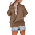 thumbnail image 3 of mfyjkho Tops Casuales Para Mujer, Blusa Holgada Con Cuello En V Y Botones De Color Para Mujer, Estilo Informal, De Manga Corta Y Con Bolsillo Tops Para Hacer Ejercicio Xl, 3 of 5