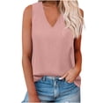 thumbnail image 2 of Meichang Womens Sleeveless V Neck Tank Tops Summer Loose Fit Comfy Shirts Basic Solid Color Tops Lightweight Going Out Pullover Blouses, Pink S, 2 of 8