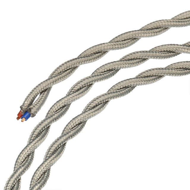 Retorcido Tela Cubierto Cable 2 Núcleo 18AWG 10 m/32,8 Pies, Vintage Tejido Tela Electricidad Cable para Colgante Luz Bricolaje Proyecto, Gris