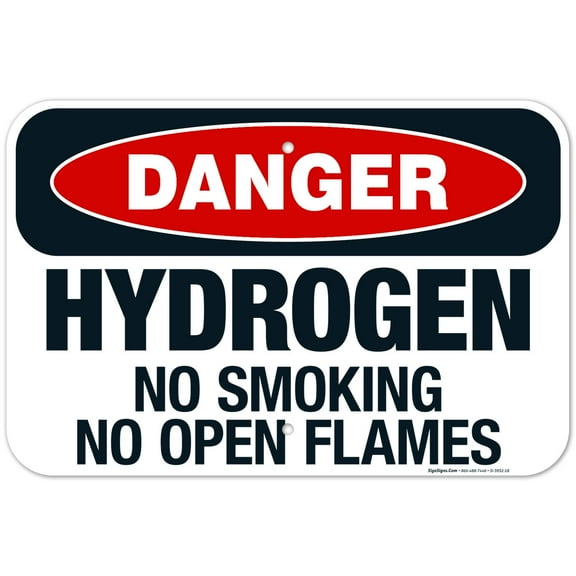 Hydrogen No Smoking No Open Flames Sign, OSHA Danger Sign,
