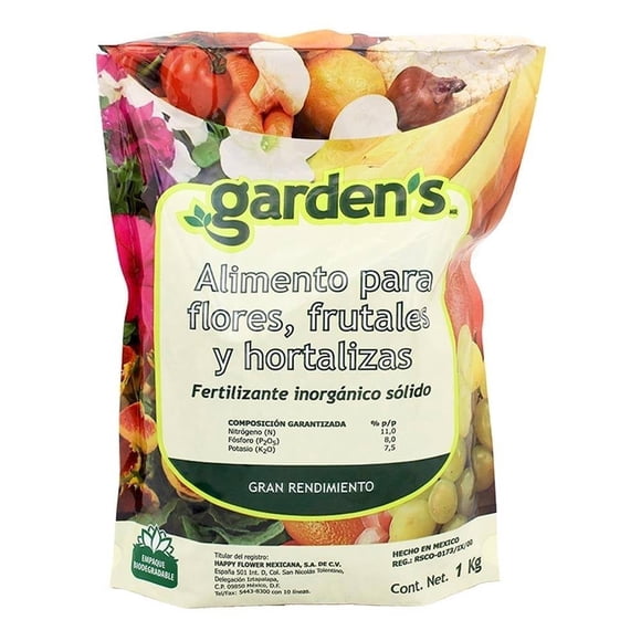 Fertilizante Inorgánico Sólido Garden's 1 Kg