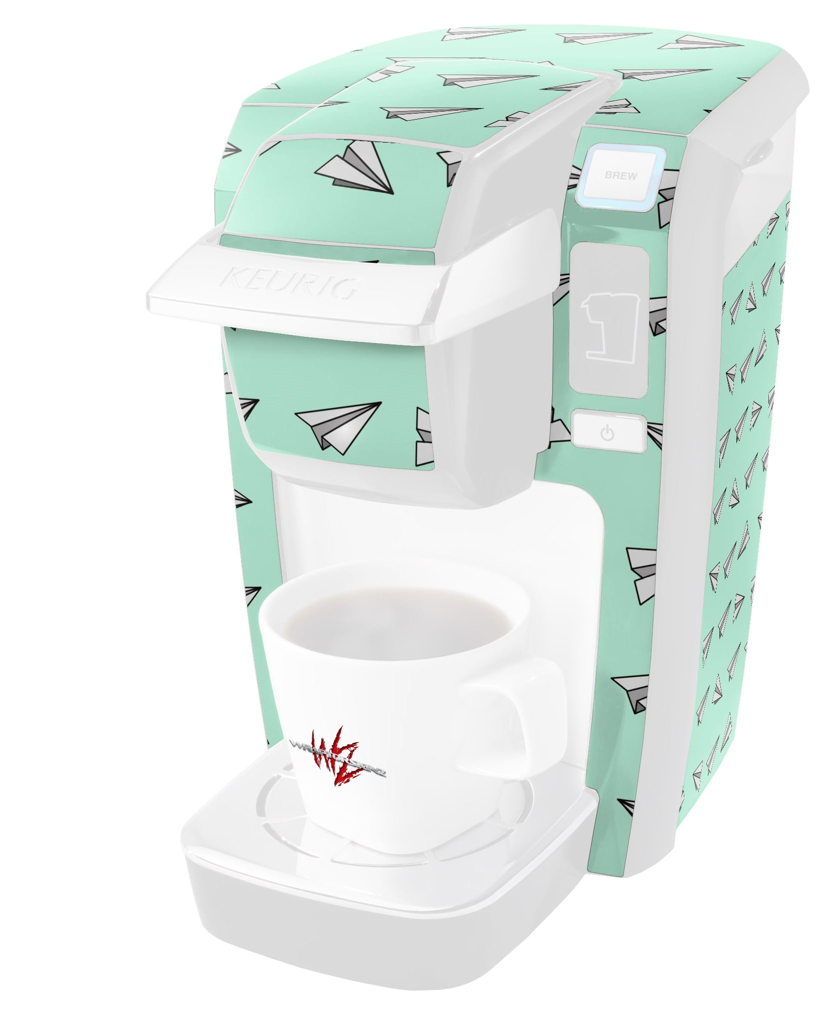 Paper Planes Mint Decal Style Vinyl Skin fits Keurig K10 / K15 Mini