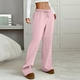 thumbnail image 5 of Spring Summer Pants for Women Soft Lounge Wide Leg Sweat Pants Elastic Waist Mid-Weight Pajama Pants with Pockets, #02 Pink S, 5 of 6