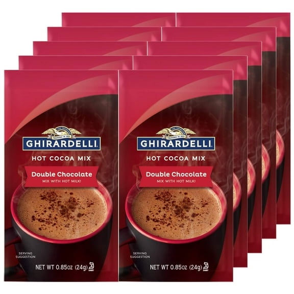 Ghirardelli Double Chocolate Hot Cocoa Mix, 0.85-Ounce Packets (Pack of 10)