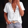 thumbnail image 3 of cocolona Summer V Neck Tops for Women Short Sleeve Grommet Eyelet Shirts Trendy Casual Solid Color Blouses, 3 of 7