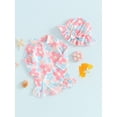 thumbnail image 4 of Suealasg Little Girls Romper Swimsuit 6M 1T 2T 3T 4T 5T Toddler Girls Floral Print Long Sleeve One Piece Swimwear Kids Girls Summer Swimming Suit Beach Wear with Sun Hat, 4 of 8
