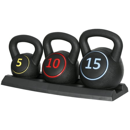 XiHuaZhaoChen 3-Piece Kettlebell Set, Exercise Fitness Weight Set with Base Rack for Home Gym, Home Workouts, Strength Training