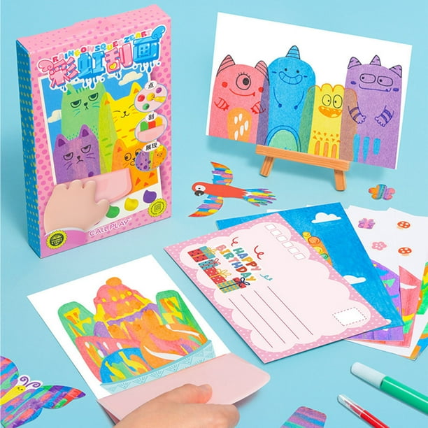 Set de marcapáginas de colores para rascar para niños | Incluye pinturas, lápices y tablero para rascar | Kit de manualidades creativo y fácil para desarrollar la paciencia, la concentración y l