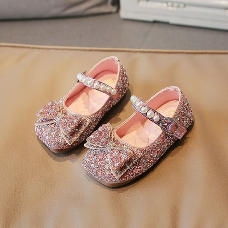 

TOWED22 Baby Girl Boots Fashion Autumn Girls Casual Shoes Rhinestone Sequin Bow Buckle Dress Shoes Dance Shoes Pink