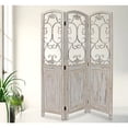 thumbnail image 5 of Romantic Whitewashed Scroll Three Panel Room Divider Screen, 5 of 7