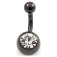 thumbnail image 1 of Mini Navel Ring with Cubic Zirconia 14g Anodized Titanium, 1 of 6