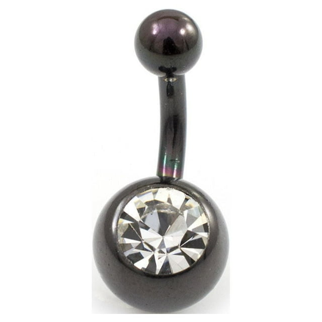 Mini Navel Ring with Cubic Zirconia 14g Anodized Titanium