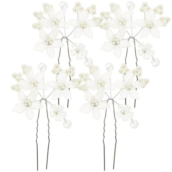 FONDOTIN 4pcs Hair Flowers White Bridal Hair Accessories for Teen Girls Weddings