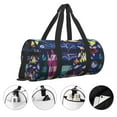 thumbnail image 5 of Xecao Sea Inhabitans and Herb print Round Travel Duffel Bag is a foldable gym bag with an inner pocket, perfect for travel sports, 5 of 8