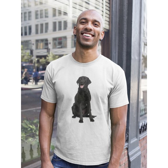 Black Labrador Panting T-Shirt Men -Image by Shutterstock, Male Large