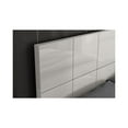 thumbnail image 4 of King Size Bed with Modern Square Headboard - Light Grey High Gloss Finish Bedroom Furniture, 4 of 6