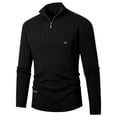 thumbnail image 1 of Fall Sweaters for Men with Zipper Stand Collared Long Sleeve Knitted Sweatshirts Stretchy Slim-Fit Pullover Solid Color Office Work Sweater Shirts, 1 of 7