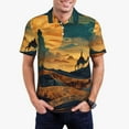 thumbnail image 2 of Salouo Sunset Desert Journey for Men's Short Sleeve Polo Shirts,Polo Shirts for Men Performance Short Sleeve Golf Shirt Athletic Casual Collared T-Shirt-Small, 2 of 8