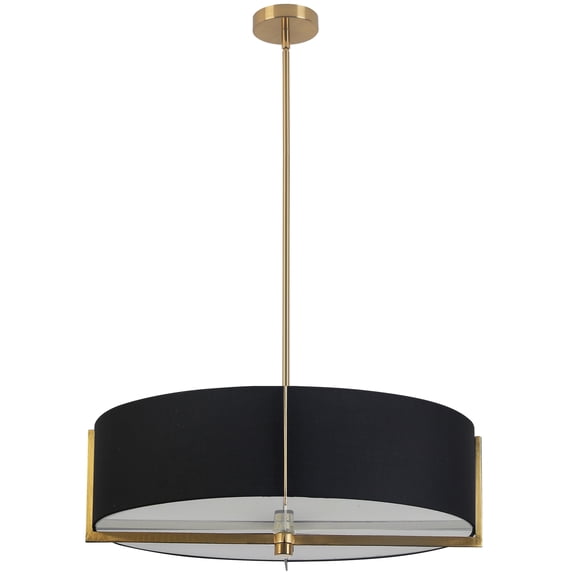 PST-264LP-AGB-BK Dainolite Preston - 4 Light Pendant In Contemporary Style-7 Inches Tall and 26 Inches Wide-Aged Brass Finish-Black  Shade Color