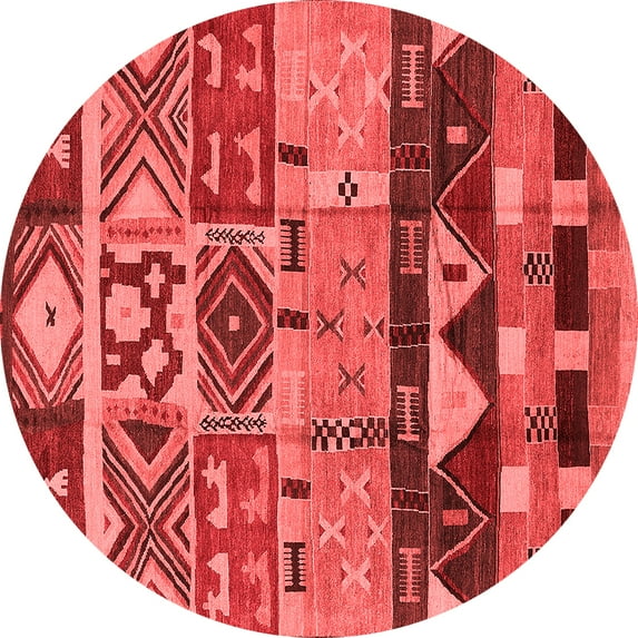 Ahgly Company Indoor Round Solid Red Modern Area Rugs, 5' Round