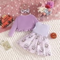 thumbnail image 7 of larppty Toddler Baby Halloween Outfit Girl Ghost Pumpkin Long Sleeve Cardigan and Sleeveless Dress Festival Clothing Sets(18-24 Months,Purple), 7 of 7