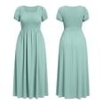 thumbnail image 4 of ClodeEU Women's Plus Size Square Neck Cap Sleeve Smocked Waist Midi Dress, Casual Summer Flowy Dress with Pockets Blue,Women's Plus XXXXXL, 4 of 8