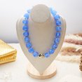 thumbnail image 4 of NICKSUN Vintage Dopamine Chunky Square Acrylic Bead Choker Necklace, Handmade Marbled Resin Statement Collar with Irregular Gold Metal Accent, Trendy Vacation Fashion Neck Jewelry, 4 of 7
