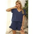 thumbnail image 1 of Women's Pajama Set Sleepwear V-Neck Short Sleeve with Ruffle Shorts Nightwear, 1 of 4