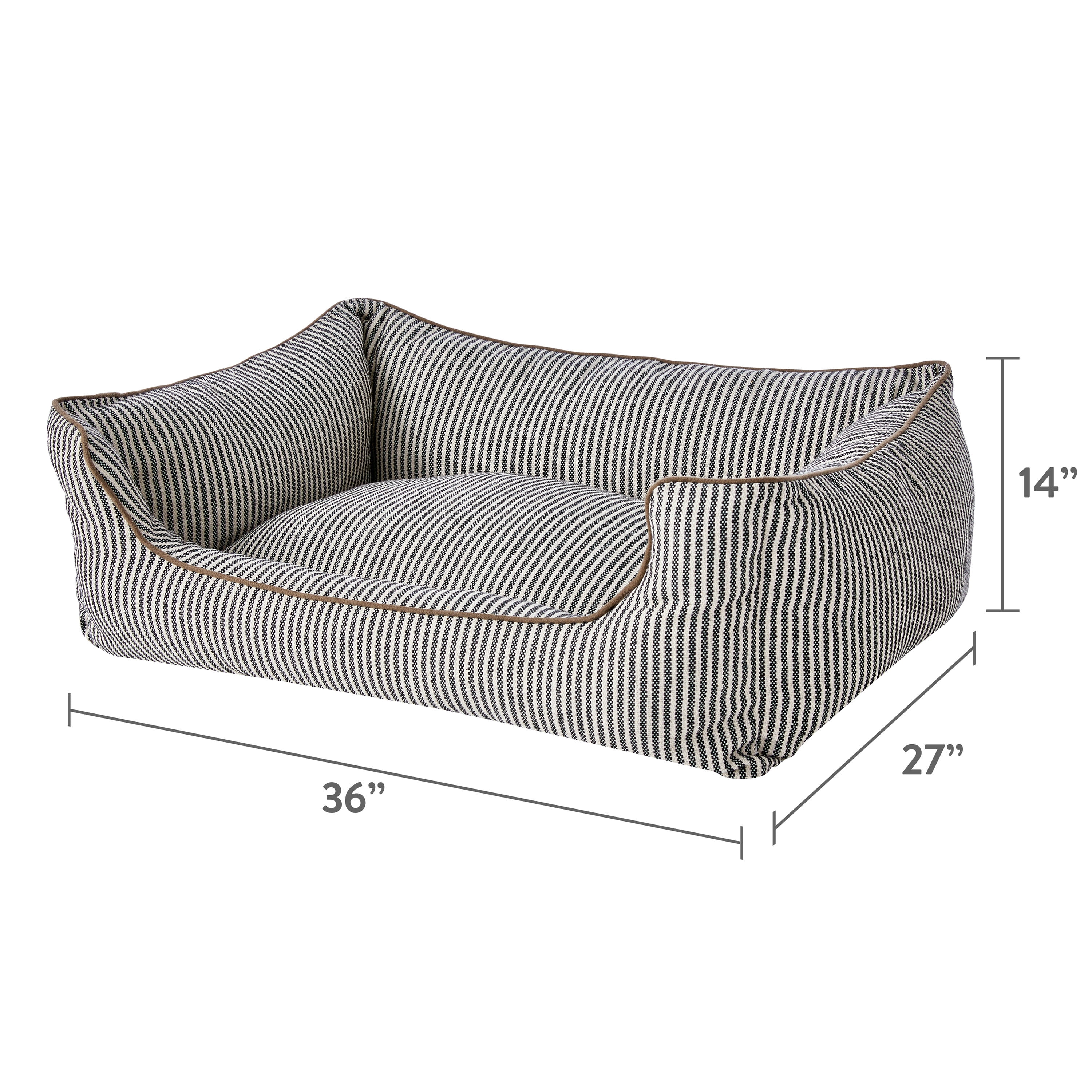 Vibrant Life Large High Wall Striped Dog Bed, Black and White, 36" x 27"