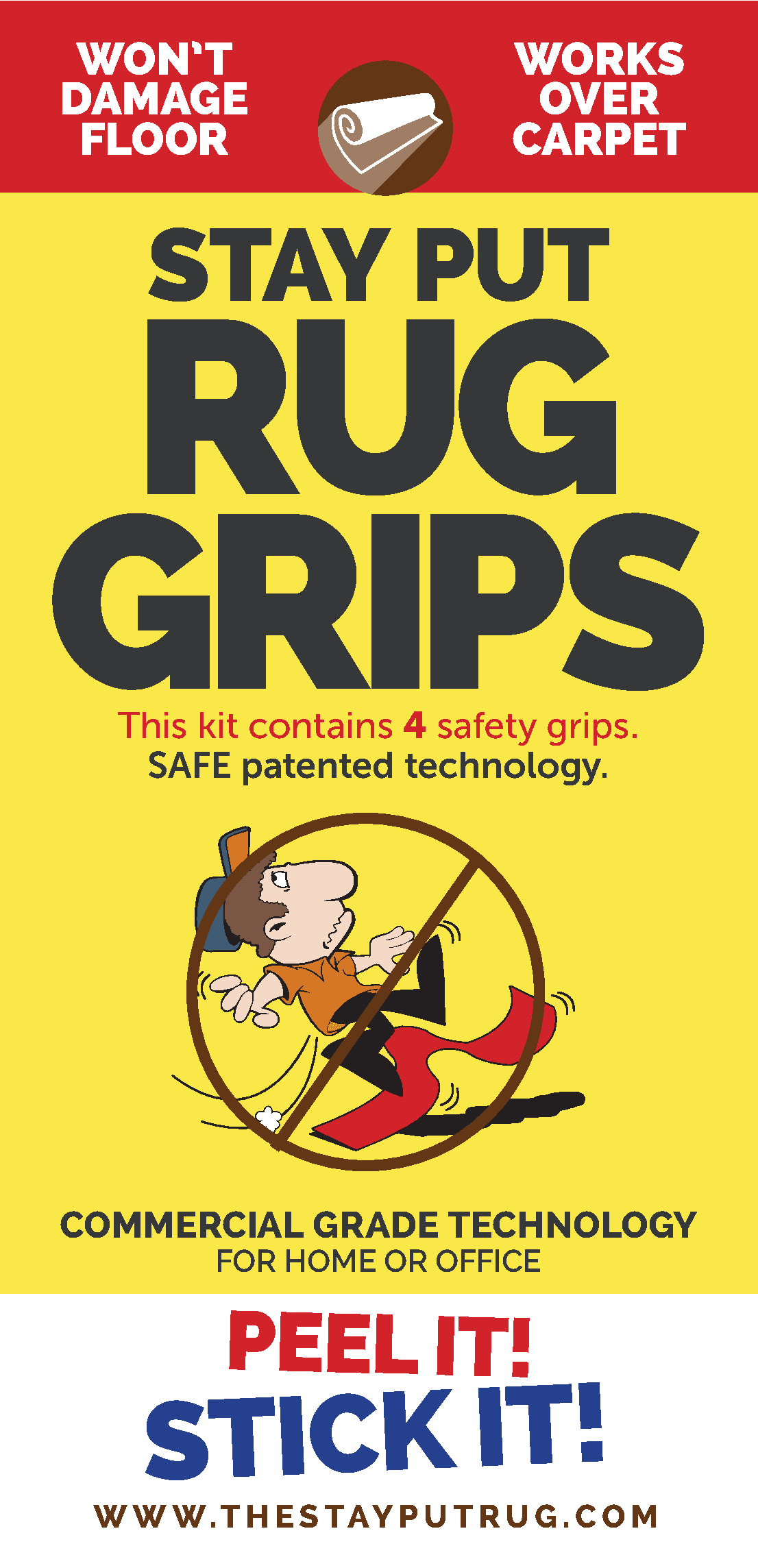 Stay Put RUG GRIPS, 4PACK Rug Gripper, keeps YOUR rugs in place