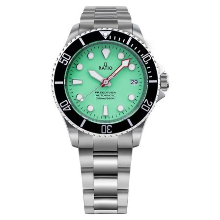 Ratio FreeDiver Sapphire Stainless Steel Green Dial Automatic RTF049 200M Men's Watch