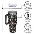 thumbnail image 4 of 40oz Pioneer Flower Floral Print Pattern Insulated Tumbler with Handle, BPA-Free Leak Proof Lid and Straws, Double Wall Vacuum, Hot 12h/Cold 34h, 4 of 6