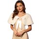 thumbnail image 1 of Elegante chal de piel sintética para mujer con cinta de lazo para novia, boda, fiesta, estola, encogimiento de hombros Beige M, 1 of 5