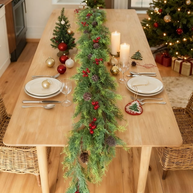 Guirnalda navideña artificial de ratán sintético | Adorno navideño de ratán sintético para la decoración del hogar