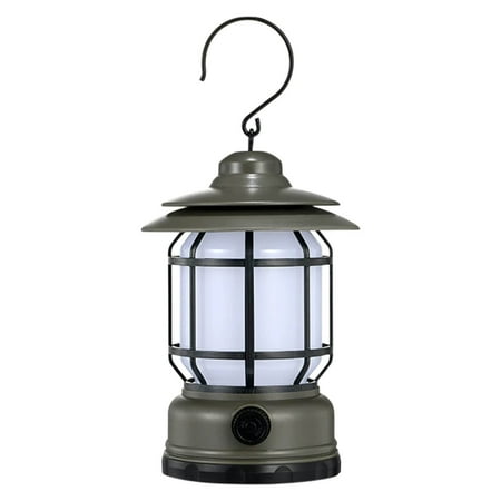 Camping Lantern Outdoor Light Rechargeable Camping Light Vintage Tent Lamp Flashlight for Camping Essentials Camping Gear and Night Lighting for Camping Tables(Army Green)