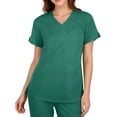 thumbnail image 5 of Laqbezok Women's V-Neck Nursing Uniform Top, Professional Short Sleeve Shirt, Medical Workwear with Chest Pocket and Side Slits, 5 of 5
