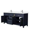 thumbnail image 2 of Wyndham Collection Beckett 72" Wood Double Bathroom Vanity in Dark Blue/Nickel, 2 of 3