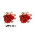 thumbnail image 3 of Valentine's Day Gifts for Woman Fashionable Crystal Flower European And American Diamond Rose Earrings A, 3 of 3