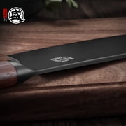 MITSUMOTO SAKARI 7 inch Japanese Nakiri Chef Knife, Professional Black Titanium Coated Vegetable Kitchen Knife, German Premium Alloy Steel Cooking Chefs Knives (Walnut Handle)