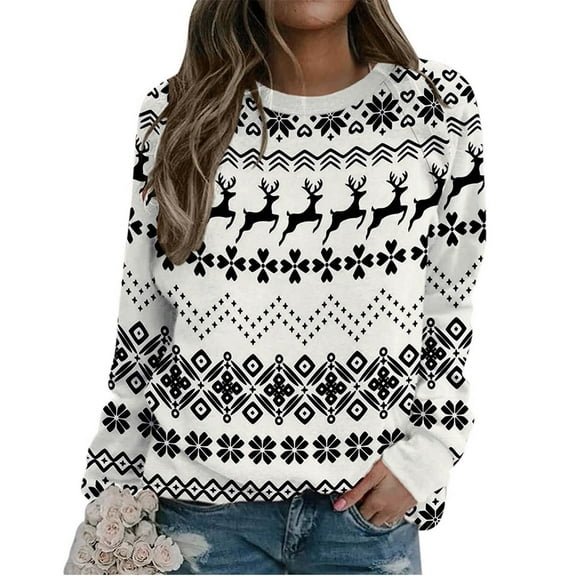 jsaierl Womens Sweatshirts Crewneck Ugly Graphic Top Lightweight Funny Pullover Sweatshirt Long Sleeve Dressy Casual Shirt Blouse