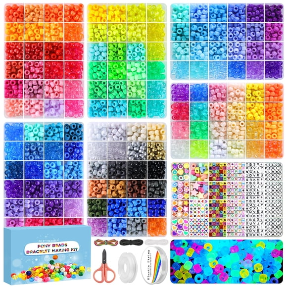 Kit de cuentas de poni Redtwo, 144 colores, 6 x 9 mm, 5000 unidades para niños