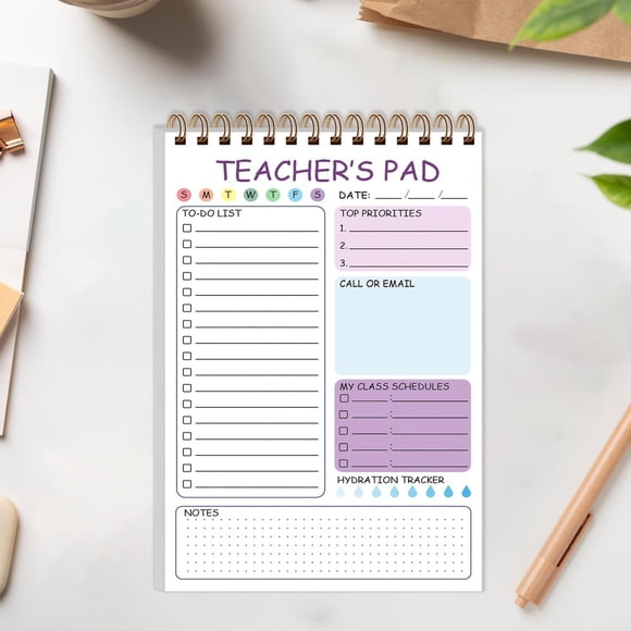 Uklsqma A5 Daily Planner Notebook | Undated Coil Bound To-Do List Notepad | Portable 50-Page Schedule Organizer with Sticky Notes | Productivity Booster for Work School Home