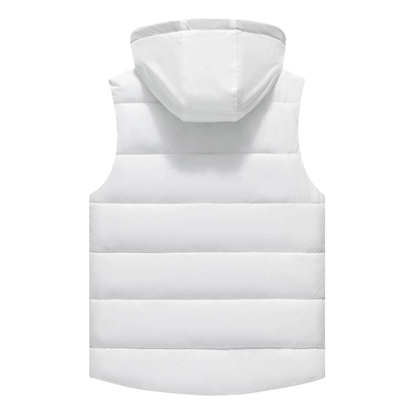 VBTAPA Mens Puffer Vest Hoodies Lightweight Zip Sleeveless Jackets Outdoor Puffy Winter Insulated Outerwear for Running Golf Hiking Work White XXXL