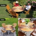 thumbnail image 4 of Orange Forest Round Tablecloth for 36-44 Inch Tables,Fitted Table Cover with Elastic Edge,Idyllic Watercolor Sunset Nature Scenery Waterproof Outdoor Table Cloth Protector for Patio Garden Dinner, 4 of 9