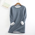 thumbnail image 2 of Gyujnb Women's Solid Crew Neck Thermal Top, Lined Long Sleeve Casual Warm Layering Shirt for Fall Winter,#1 Grey, 2 of 3