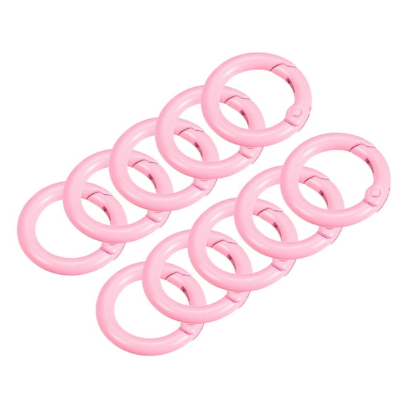 10Pack Round Spring O Rings, 1 Inch(24mm) Trigger Buckle Snap for Bags, Keyrings, Pink